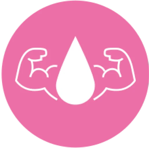 Eine Grafik mit zwei starken Armen und einem Flüssigkeitstropfen soll das Thema Absorption verdeutlichen