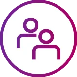 흰색 아이콘이 있는 보라색 원